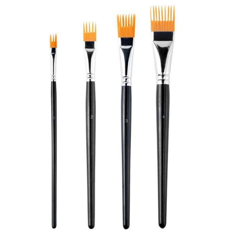 Pinselset – 4 Stück, Strukturierter Kamm, Professionelle Acryl-bastelpinsel (keine)