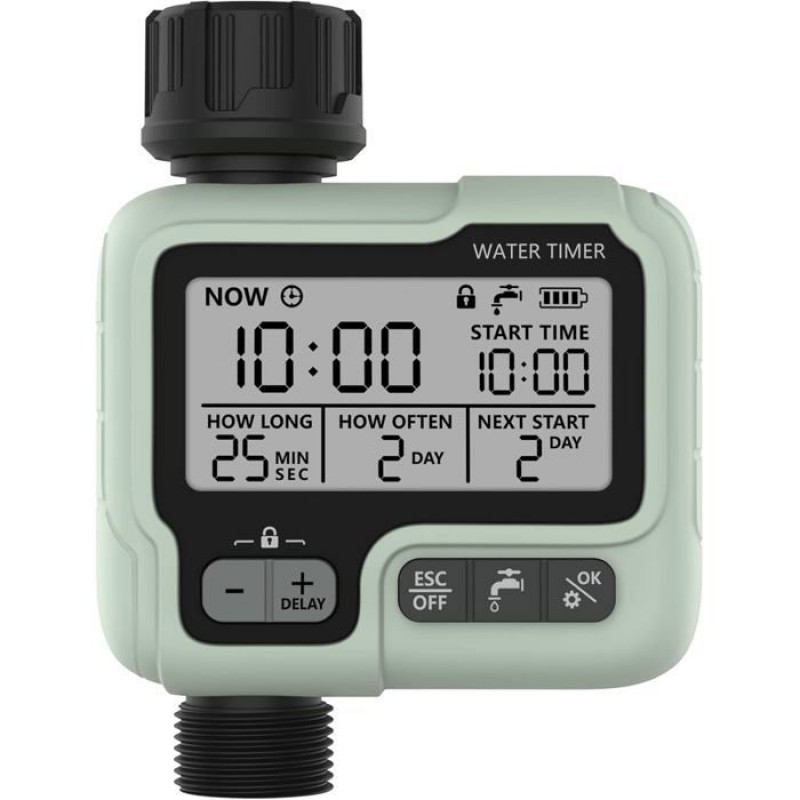 Ipx5 Wasserdichter Automatischer/manueller Bewässerungstimer Mit Großem Lcd-display Für Balkon, Garten, Blumenbeet, Bauernhof Und Außenbereich