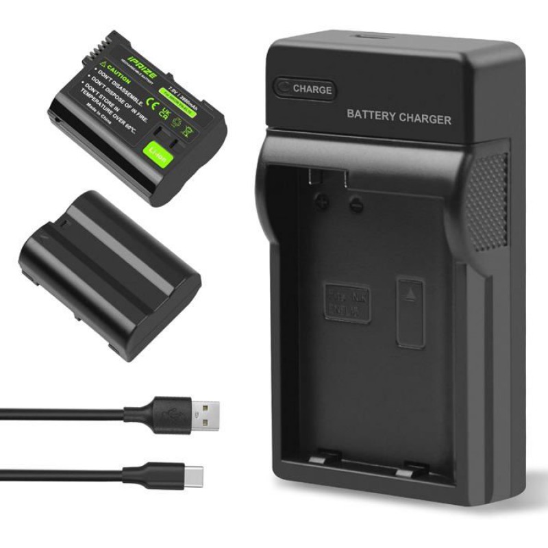 2x En-el15/en-el15c 2600mah Akku Und Ladegerät Für Nikon 1 V1, D600, D610, D750, D810, D800, D880, D7000, D7100, D7200, Z5, Z6, Z7