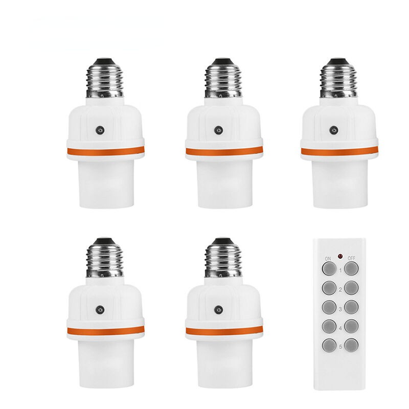 Rs-6 Intelligente Lampenfassung Mit Fernbedienung, E27-sockel, 1 Fernbedienung, 5 Lampenfassungen