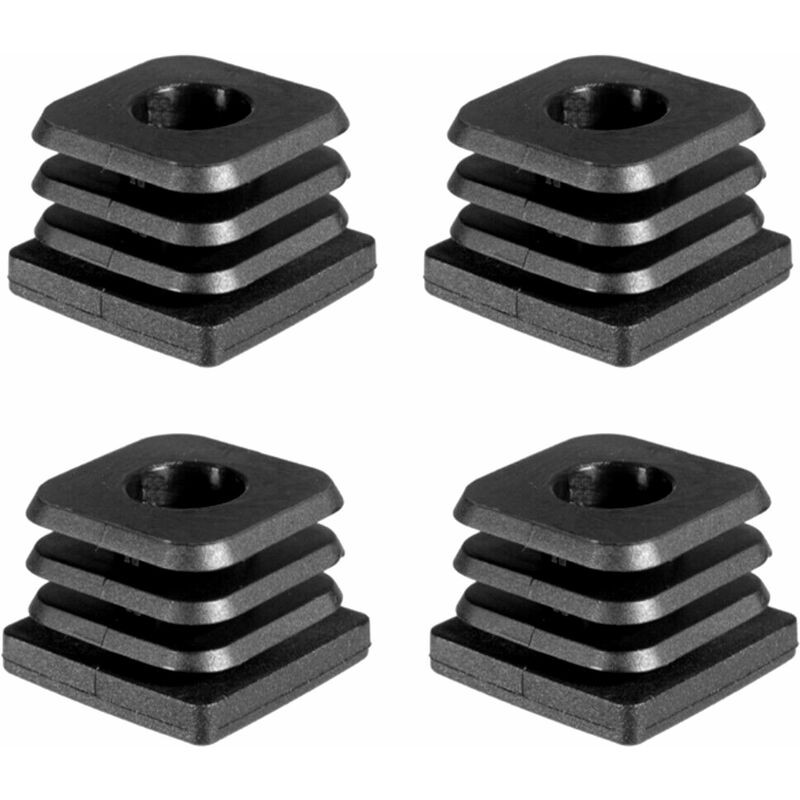 4x Vierkant-rohrendkappe 32x32mm Max. 200kg Gewinde Für M8 Schraube Verstellbarer Fuß Schwarz Möbelregal Werkzeug