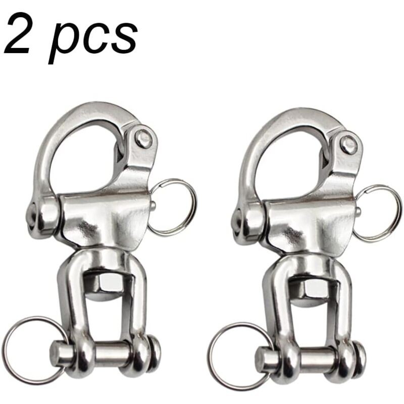 2 Stück Drehbare Karabinerhaken, Drehbare Karabinerhaken Aus Edelstahl, Schnellverschlüsse, Schnellverschluss-federhaken Aus Edelstahl 316 Für Segelbootfallen