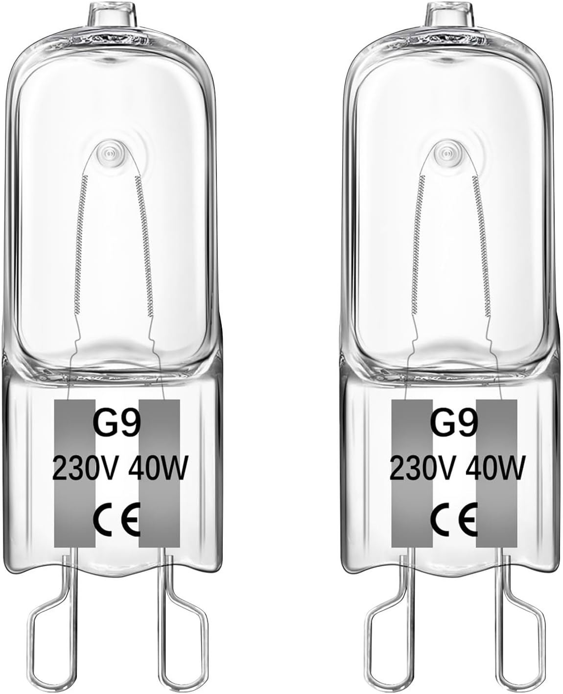 G9-halogenlampe – 2er-pack – Hitzebeständiges Glas Bis 300 °c – 40 W, Dimmbar – Ofen- Und Mikrowellengeeignet – Warmweiß (2700 K)