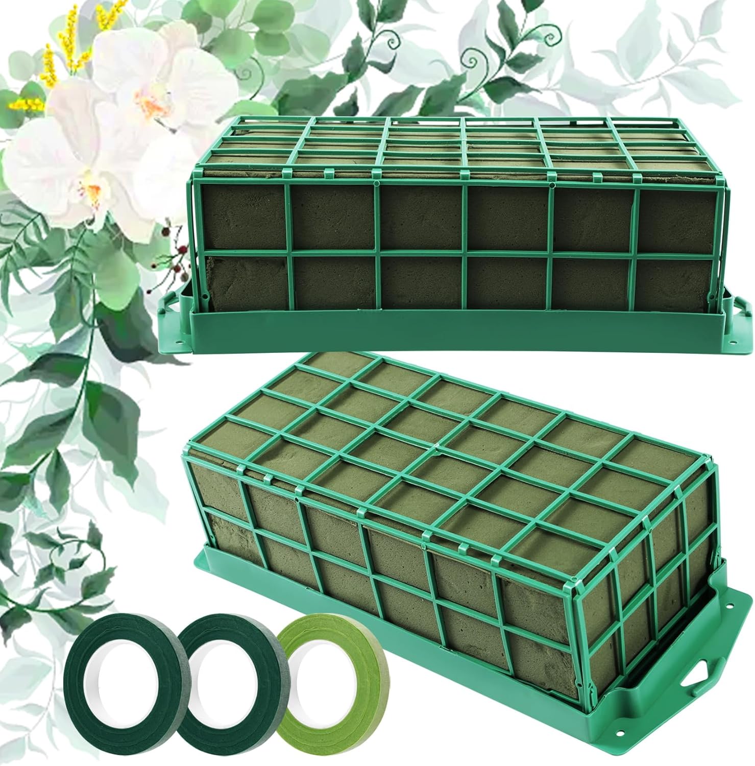 Steckschaumkäfig – 2er-set – Schaumstoff Und Kunststoff – Hohe Saugfähigkeit – Für Floristen Und Hochzeiten – 11,66 X 4,65 X 3,19 Cm