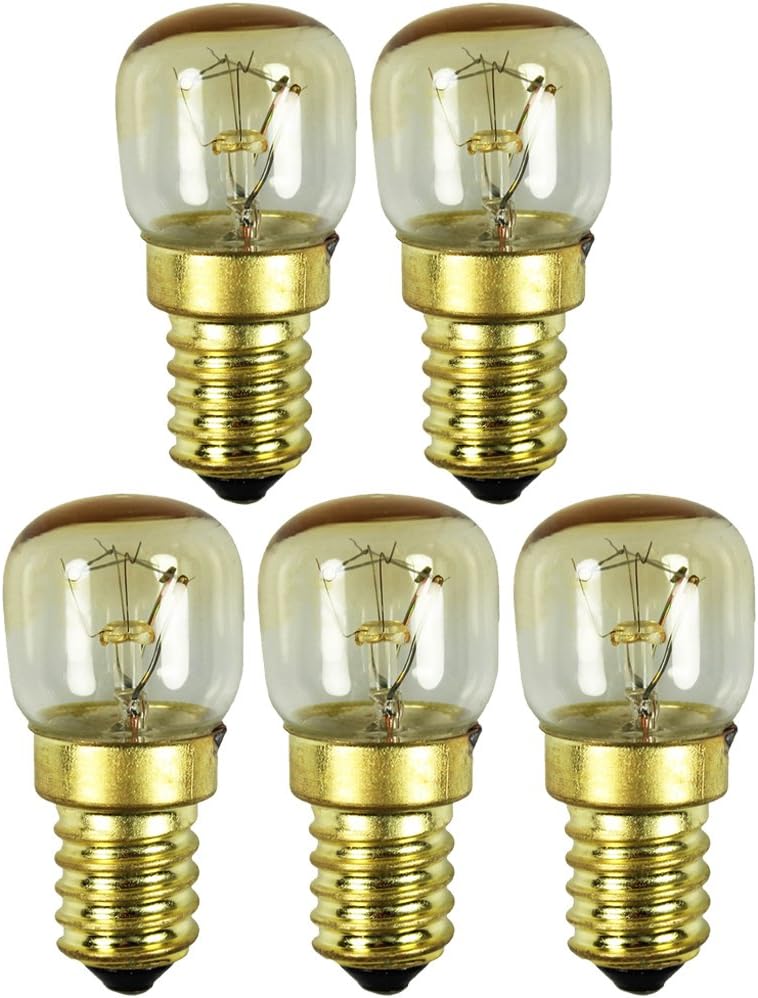 Backofenlampe – 5er-pack – Robustes Glas – 15 W, E14, 300 °c – Für Backofen Und Mikrowelle – Warmweiß