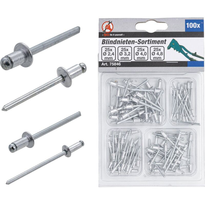 Kraftmann 75846 Sortiment Blindnieten Ø 2,4 - 4,8 Mm 100 Stück - Kraftmann 75846 Sortiment Blindnieten Ø 2,4 - 4,8 Mm 100 Stück