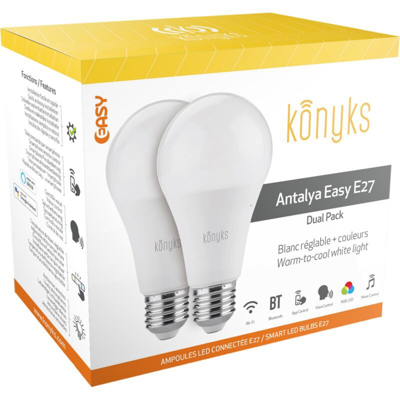 2 Led-lampen – Antalya Easy E27 Doppelpack – Wlan + Bluetooth – 11 W – Farben + Weiß – Kompatibel Mit Alexa Und Google Home