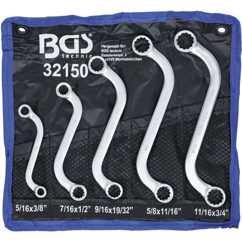 Top-angebot: Set Mit 5 S-förmigen Ringschlüsseln (zollgrößen, 3/8" Bis 3/4")