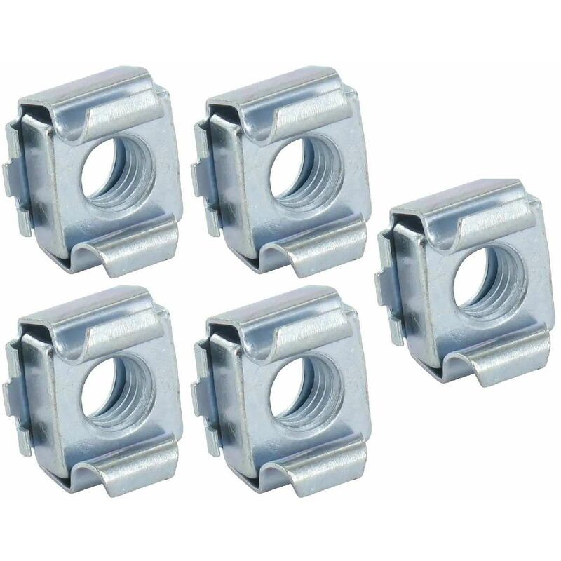 5x Verzinkte Stahl-käfigmuttern Zur Befestigung Von Blechschienen Und -regalen, Für Unverlierbare Montage, Z. B. In Schränken Und Fahrzeugen, M5, Plattenstärke 1,7–2,7 Mm