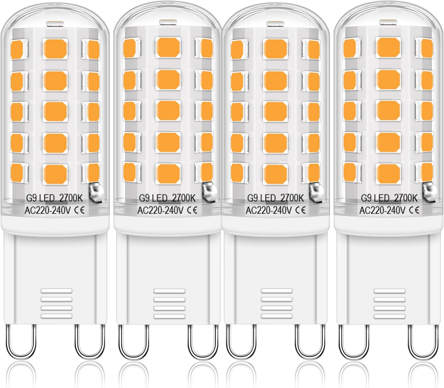 G9 Led-lampen, Warmweiß (2700 K), 4er-pack, Keramiksockel, 4 W (entspricht 40 W), 400 Lumen, Flimmerfrei, Ideal Für Wohnzimmer Und Küche