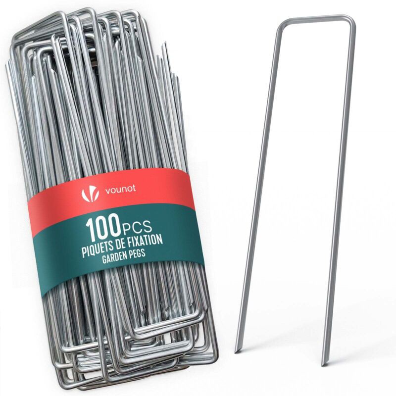 Packung Mit 100 Verzinkten Metall-gartenpfählen – U-förmige Gartenklammern – 150 X 30 Mm Ø 3 Mm