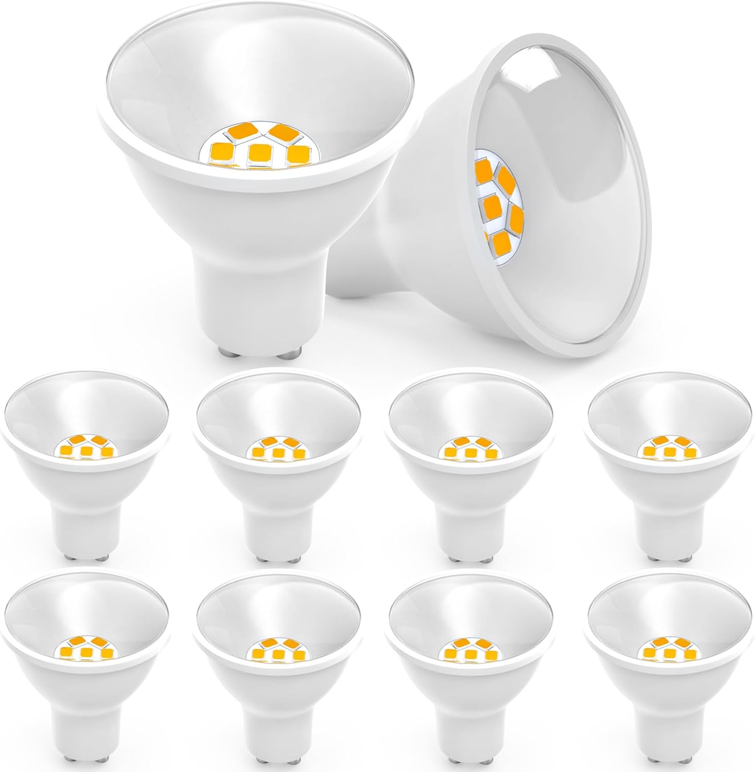 Gu10 Led-strahler, Warmweiß, 5 W, 800 Lm, 120° Abstrahlwinkel, Ersetzt 70-w-halogenlampen, Innenbeleuchtung, Nicht Dimmbar, 10er-pack