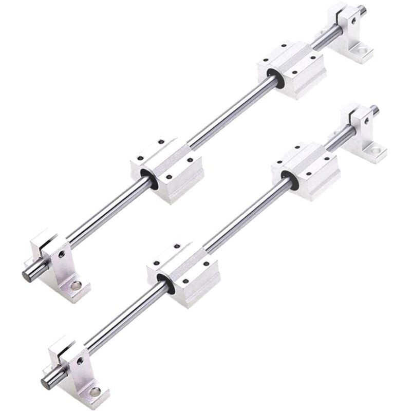 2 X 500 Mm Linearwellen Ø 8 Mm, Horizontale Linearführung Mit Kugellager + 4 X Sk8-lager + 4 X Scs8uu-lagerblöcke