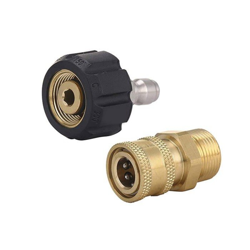 M22 Auf 3/8" Schnellkupplung Aus Messing – Drehkupplung Für Hochdruckreiniger (schwarz/kupfer, 2-teiliges Set)