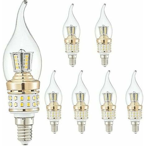 E14 10w Led-kerzenlampen, Kleine Schraubfassungen Für Kerzenlampen, Nicht Dimmbar, Kaltweiß 6000k, Vintage-energiesparlampen (entspricht 90w), 6er-pack