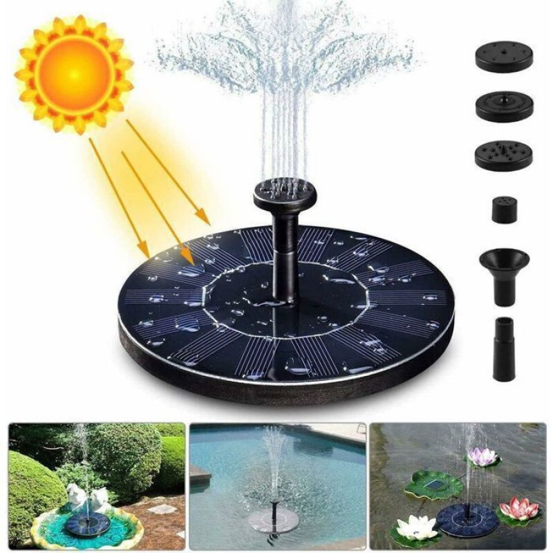 Springbrunnen Für Zierteiche, Solar-springbrunnenpumpe, 1,4 W 150 L/h Solar-wasserpumpe (max. 70 Cm) + 4 Düsen, Minipumpe
