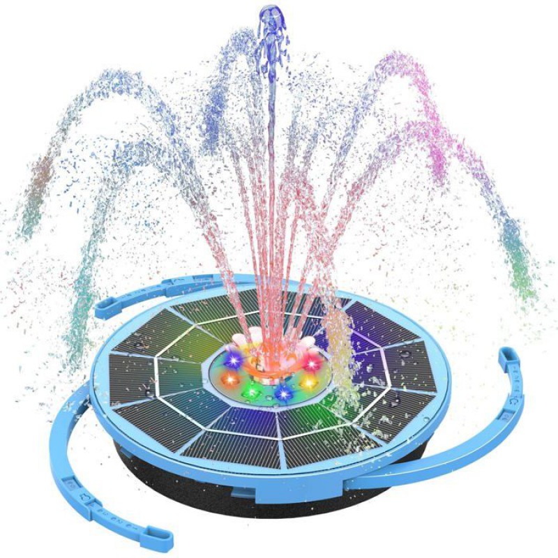 Solarbetriebener Gartenbrunnen Mit 3000-mah-akku, 3,5-w-schwimmpumpe Und Verschiedenen Sprüheffekten