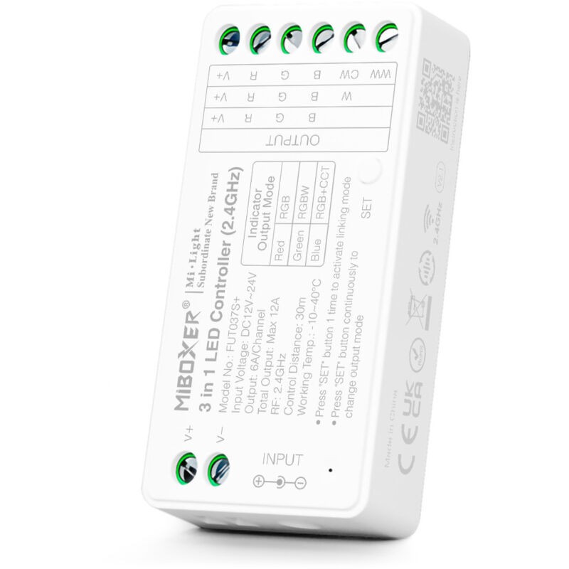 3-in-1-led-controller Dc12/24v 2,4 Ghz 12a Max – Rgb, Rgbw, Rgb+cct