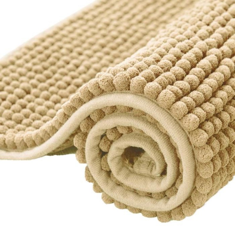 Rutschfeste Chenille-badematte Super Saugfähig Und Maschinenwaschbar Für Bad Und Dusche Beige – 50 X 80 Cm