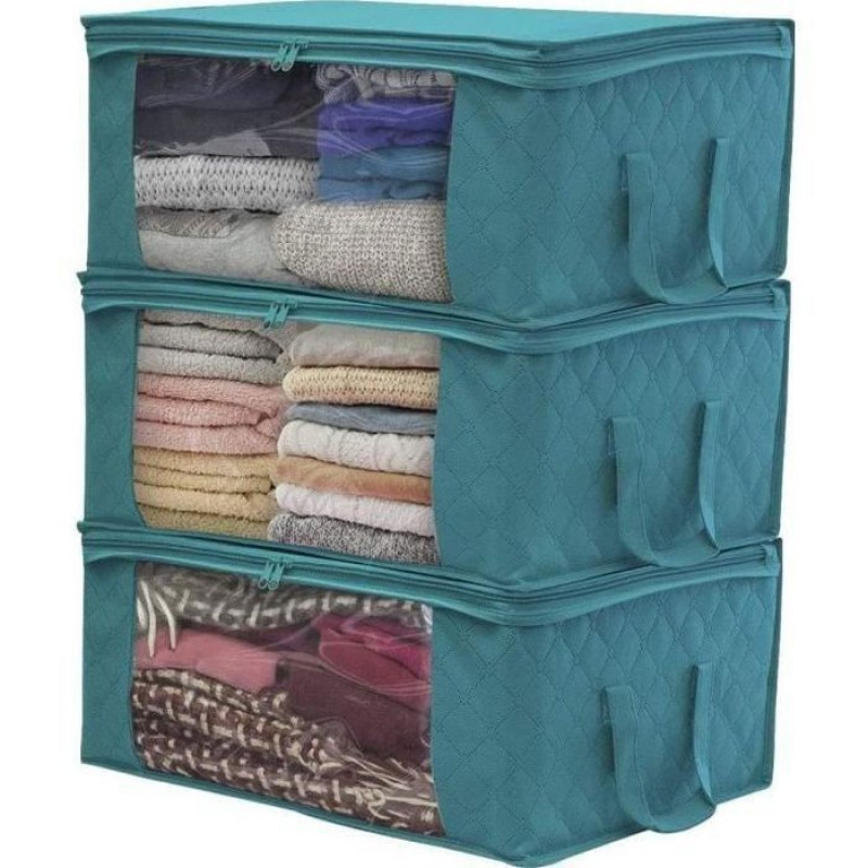 3-teiliges Aufbewahrungstaschen-set Für Unter Das Bett, Blauer Kunststoff, Erwachsenengröße