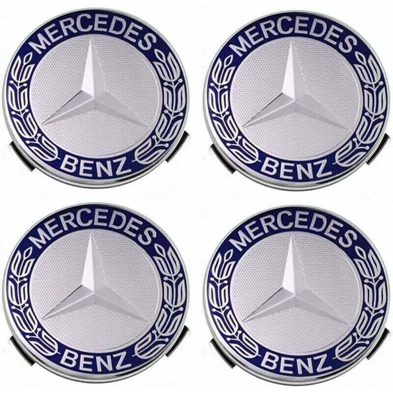 Satz Mit 4 Radkappen, Kompatibel Mit Mercedes-benz 75 Mm - Blau, - Satz Mit 4 Radkappen, Kompatibel Mit Mercedes-benz 75 Mm - Blau,