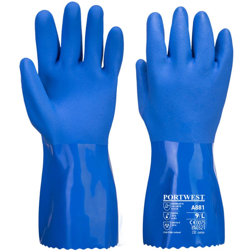 Portwest Ultra Pvc-chemikalienhandschuhe, Blau, Größe Xl