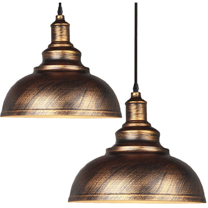 Set Mit 2 Vintage-industrie-pendelleuchten E27 Ø29cm, Retro-deckenleuchten Mit Lampenschirmen Für Küche, Esszimmer, Wohnzimmer, Restaurant, Bronze
