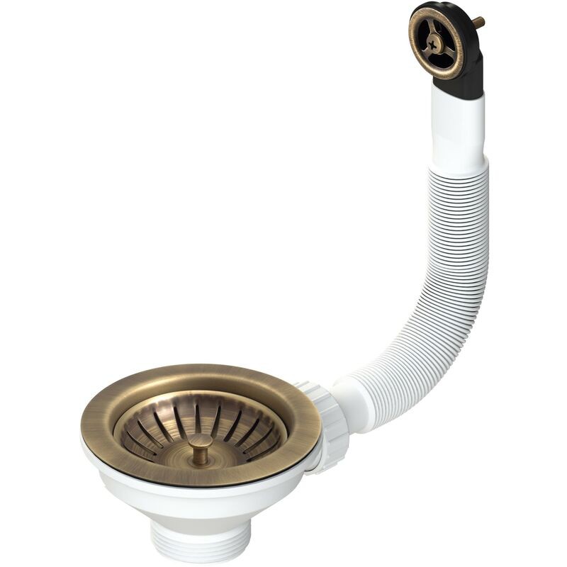 Ablaufgarnitur Mit 114 Mm Durchmesser Für Spülbecken Mit 90 Mm Durchmesser Und Überlauf, Lb Plast D670-70-pir Bronze