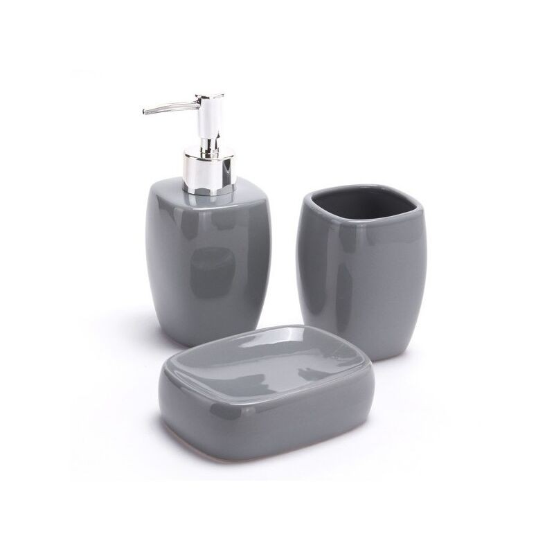 Klassisches Graues Keramik-badezimmer-accessoire-set (3-teilig) - Klassisches Graues Keramik-badezimmer-accessoire-set (3-teilig)