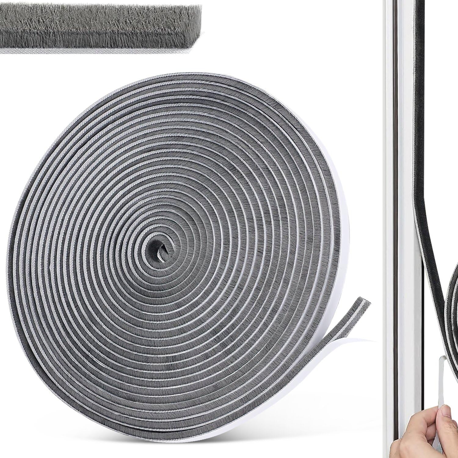 Bürstendichtung – 10 M – Graues Polyester – Staubdichter Klebstoff – Für Schiebetüren Und Fenster – 9 X 5 Mm