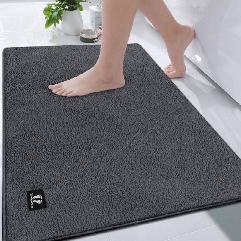 Extra Große Badematte – Rutschfest Und Saugfähig – Weiche Mikrofaser – Maschinenwaschbar – Grau – 120 X 80 Cm – Jy Label