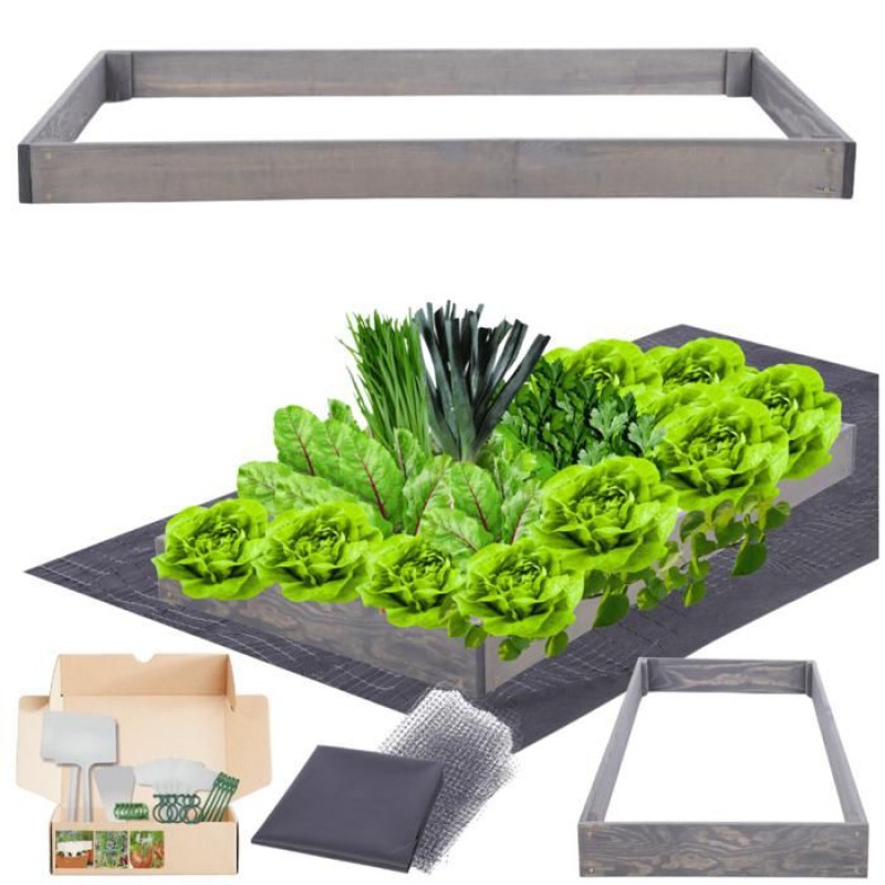 Zp09 Modulares Hochbeet Mit Stufen, Kiefernholz, Kräuter/gemüse, Garten/terrasse/balkon, 9 X 60 X 80 Cm, Grau