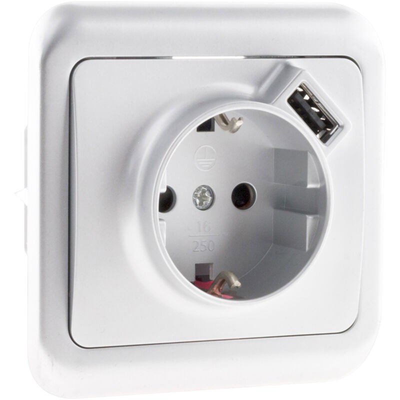 Schuko 16a Einbausteckdose + Usb A - Grau - Antaria - Zenitech