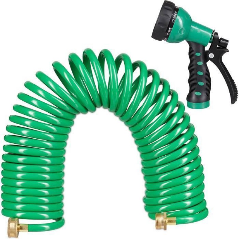 Spiral-gartenschlauch – Marke – Modell – Länge Bis Zu 10 M – 7-stufig Verstellbare Spritzpistole – Grün – Wasserpfeifenschläuche
