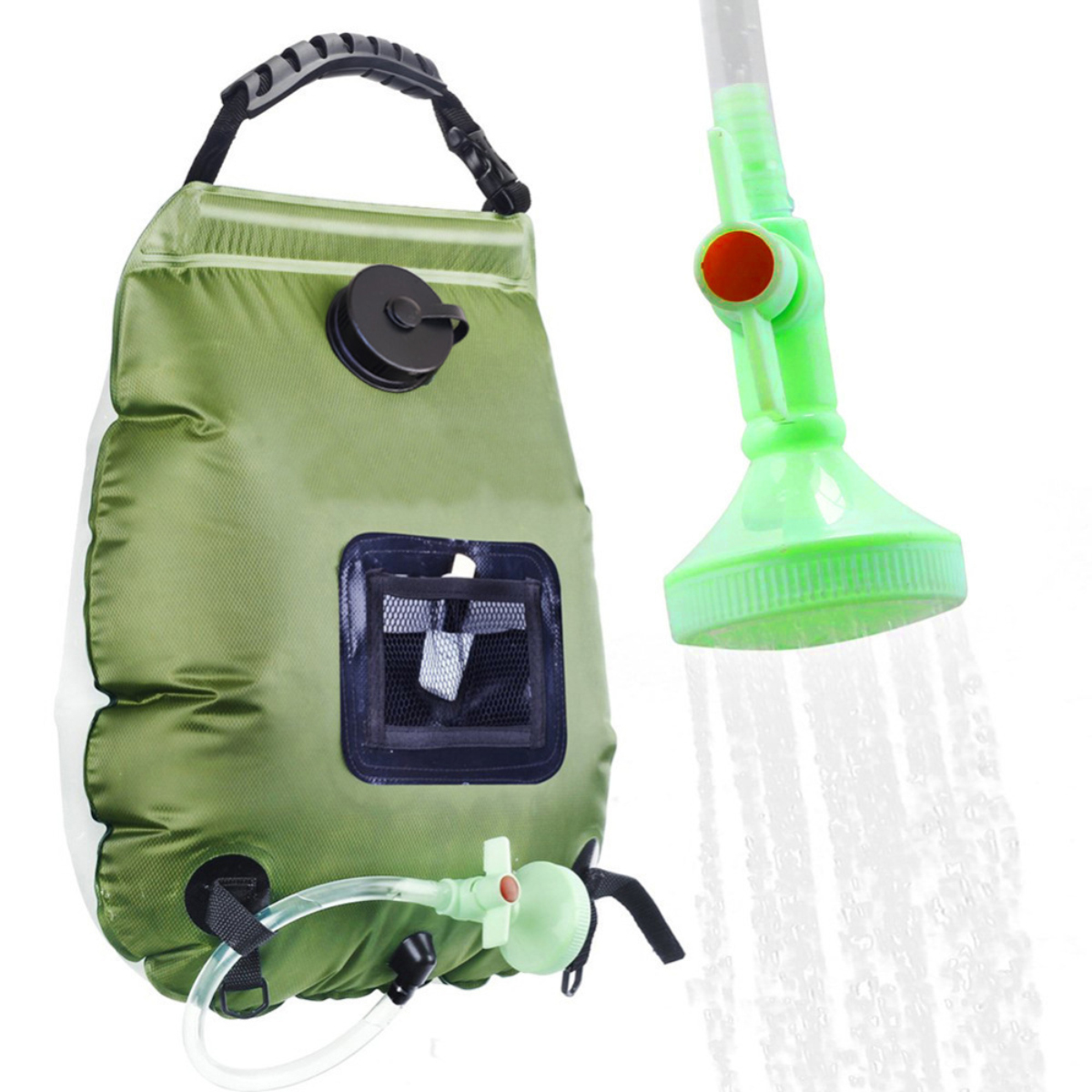 20-liter-solarduschtasche Für Camping – Militärgrün, Mit Integrierter Temperaturanzeige – Tragbar Und Praktisch