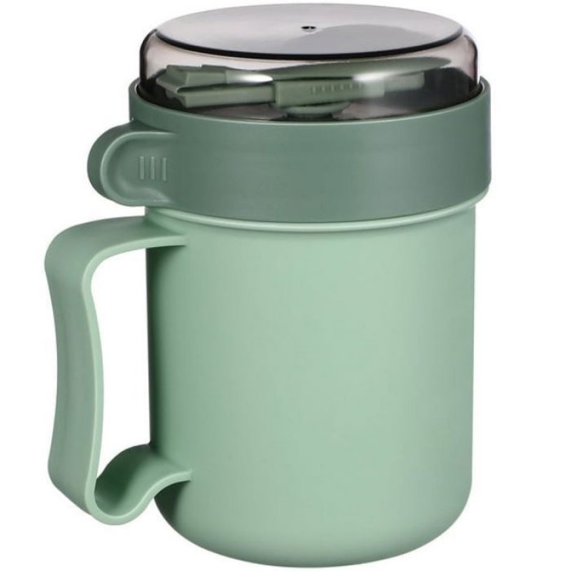 Grüner Suppenbecher Aus Polypropylen, Mikrowellengeeignet - Ideal Für Schnelle Mahlzeiten Und Suppen.