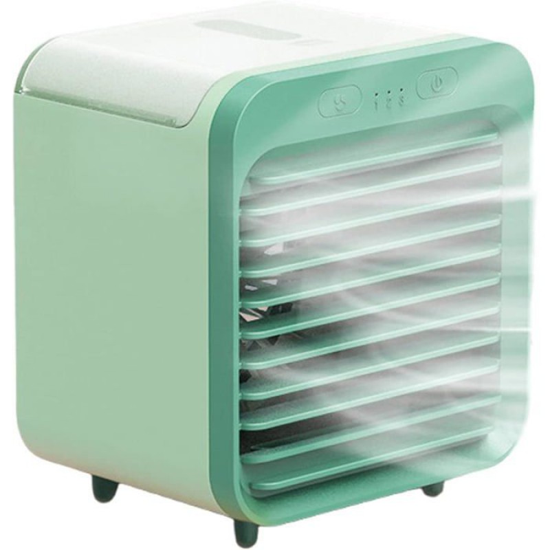 Mini-wasserklimaanlage Mit Ventilator, Usb-aufladbar, 3 Geschwindigkeitsstufen, Mit Kühlbox Für Zuhause Und Büro, Grün