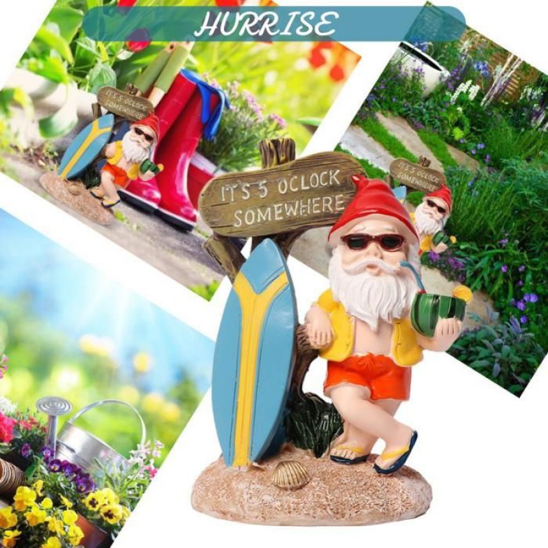 Sonew Zwergenstatue, Gartenzwergenstatue Aus Kunstharz, Kobold-gartenfigur, Motorisierte Wassermelone Mit Altem Mann