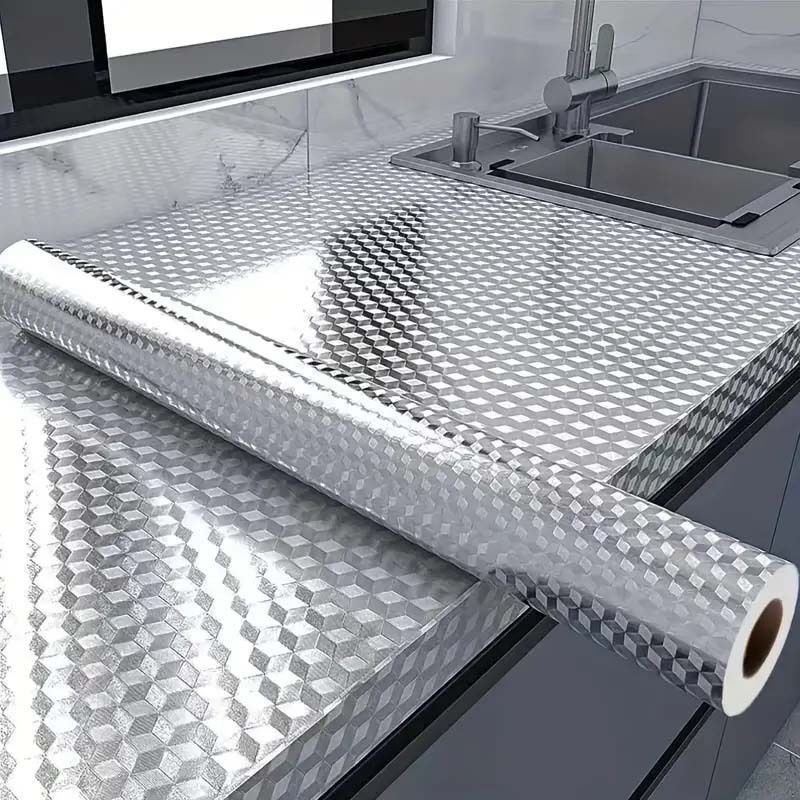 Hitzebeständige Küchenrolle Aus Aluminium – Wasser- Und Ölabweisend, Ideal Für Küchenrückwände Und Schubladen, Leicht Zu Reinigen, Modernes Design, Schnelle Montage