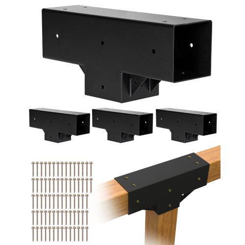 Pfostenverbinder, 4er-pack, T-förmige Pfostennecke Für Posten Mit Einer Innengröße Von 92 X 92 Mm, 3-wege-pergola-halterungen, Pavillon-halterungssatz Mit Schrauben