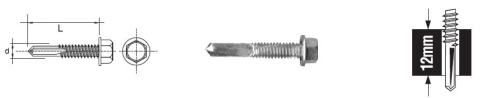 Selbstbohrende Schraube Mit Sechskantkopf 5,5 X 50 Mm 12 Mm - 2,0 Sto - 532 5,5 X 50