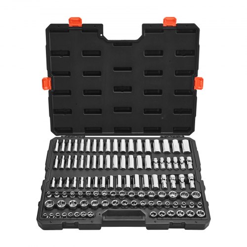 Steckschlüsselsatz 104-tlg. 9,5-mm-antrieb, Metrische Größe Von 6 Bis 24 Mm, Tief Und Standard, Mechaniker-werkzeugsatz Mit Aufbewahrungskoffer, Verchromter Cr-v-legierungsstahl