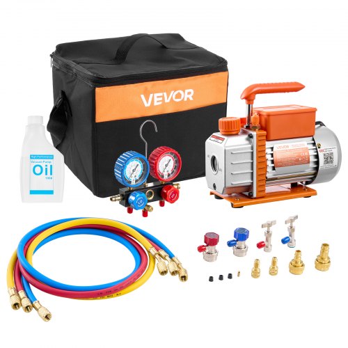 Vakuumpumpe Mit Manometer, 3,5 Cfm 99 L/min, 180 W 1-stufige Drehschieber-unterdruckpumpe, Vacuum Pump Kit Für R134a, R22, R410a, R1234yf & R32, Mit Tragetasche Für Kfz-klimaanlagen