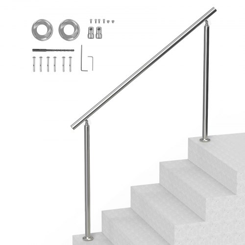 Handläufe Für Außentreppen, 150 Cm Langes Treppenhandlauf-set, Übergangsgeländer Aus Edelstahl Mit Montagesatz, Doppelsäulige Treppenhandläufe Für Senioren, Veranda Und Terrasse