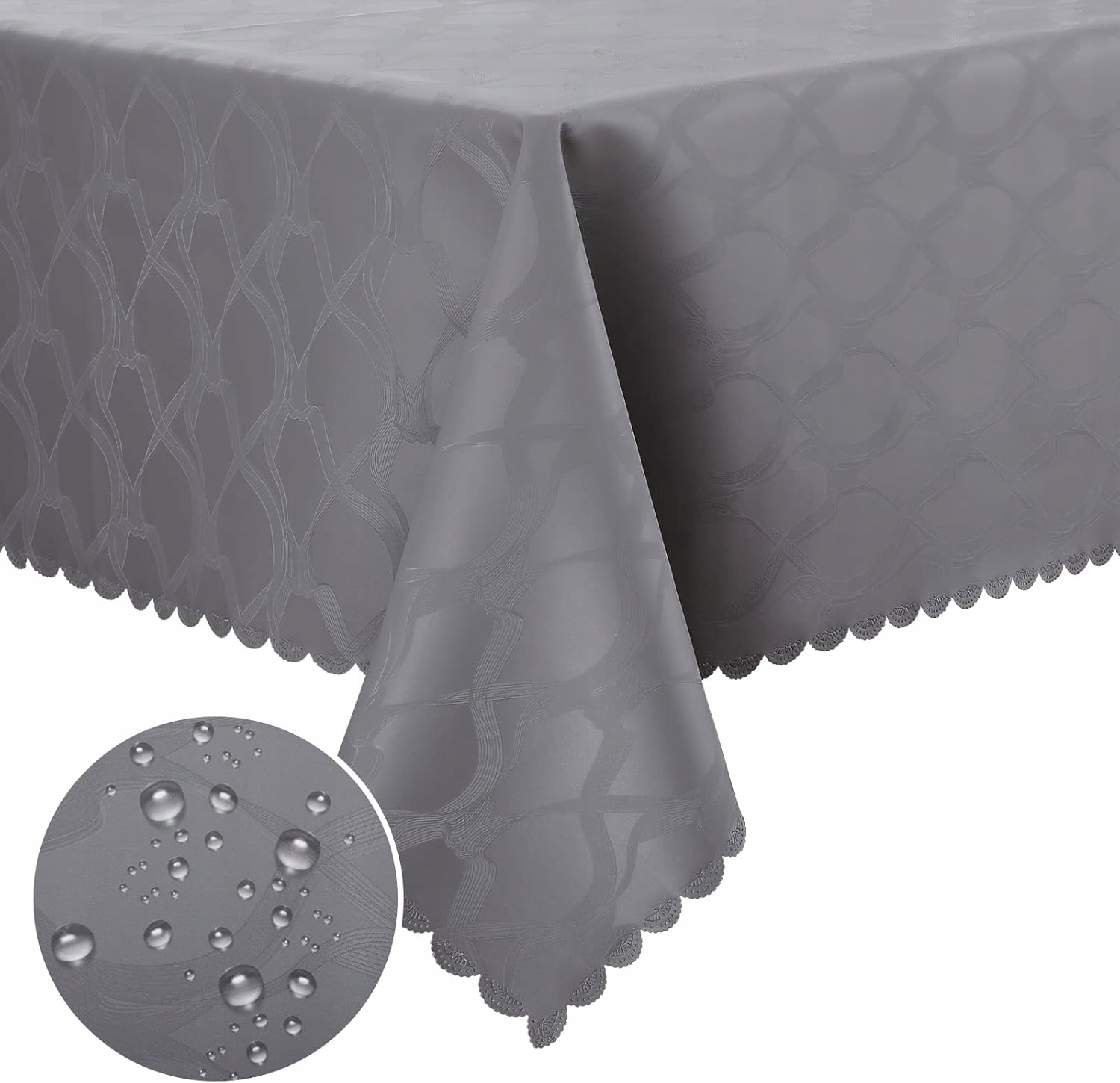 Wasserfeste Pu-tischdecke 140 × 100 Cm – Lotus-effekt, Grau