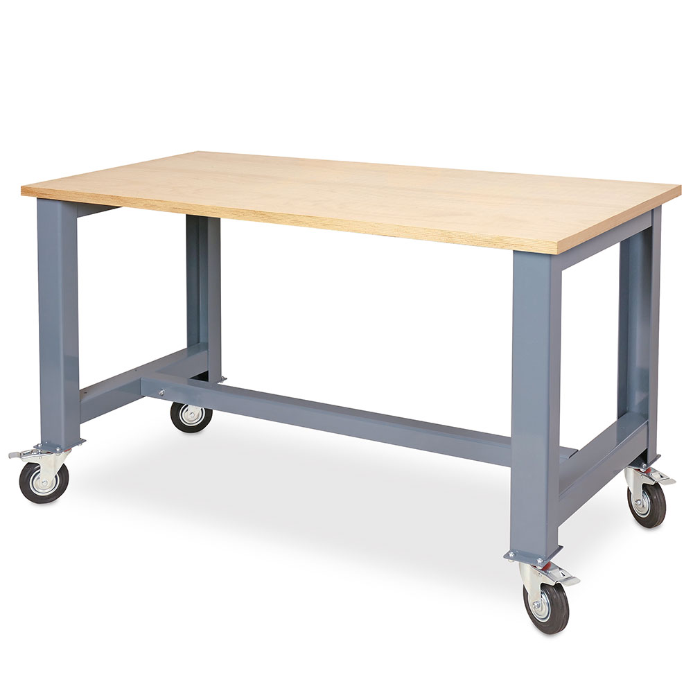 Brb Fahrbare Werkbank, Bxtxh 1500x700x830 Mm 2 Bockrollen, 2 Lenkrollen Mit Feststellbremsen, Rad-ø 125 Mm