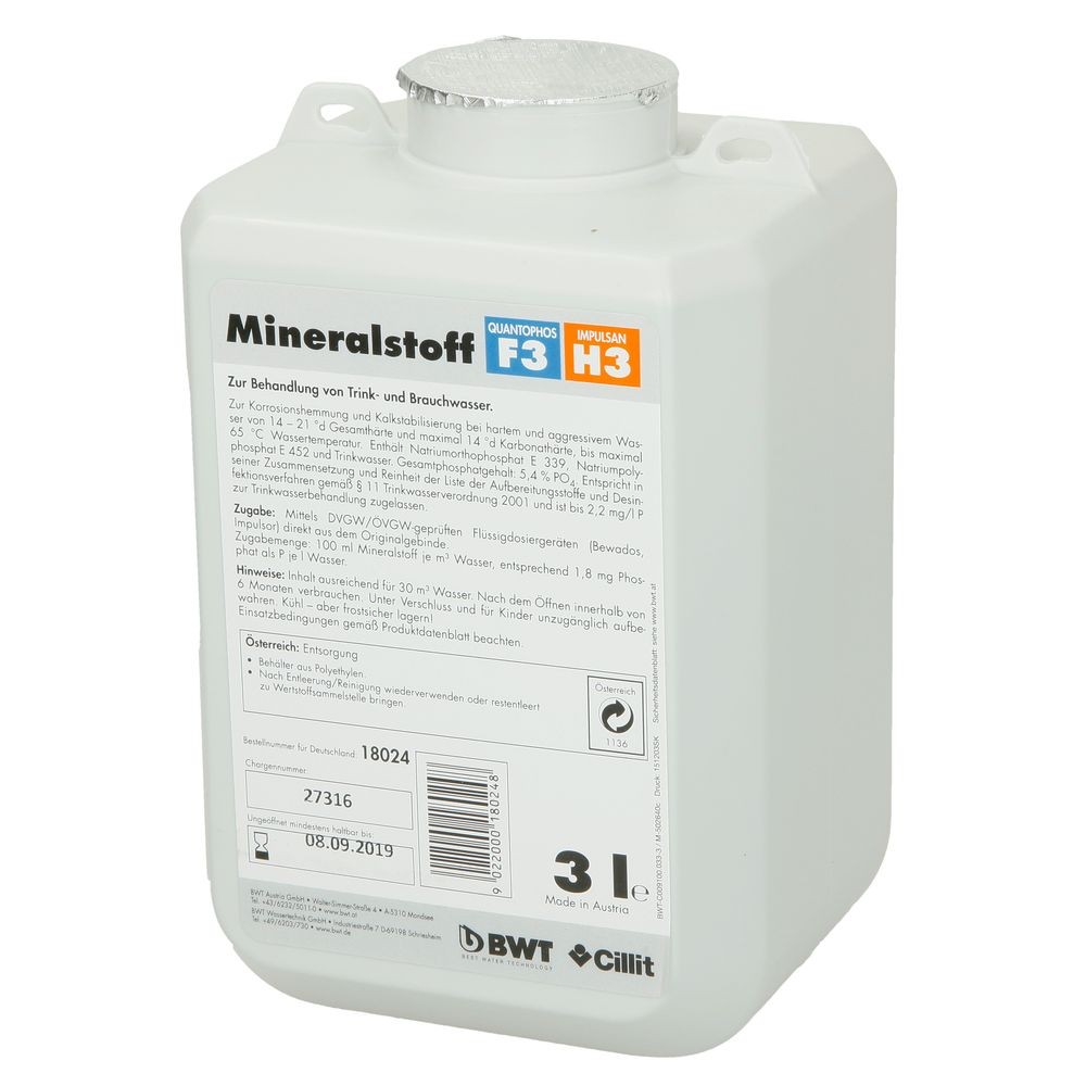 Bwt Mineralstoff F3 3 L Box Für Mittelhartes Leicht Aggr. Wasser 023647