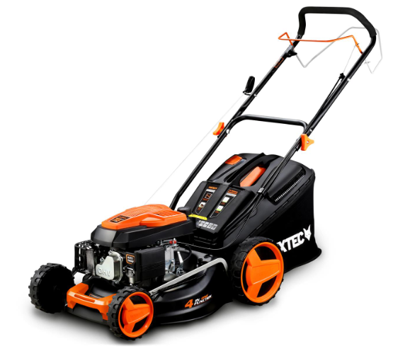 [generalüberholt] 144cc. Benzin-rasenmäher 46 Cm Stahlgehäuse. Z-tech-system Höhenverstellung. 4in1 Mit Mulchen. Xl-hinterräder