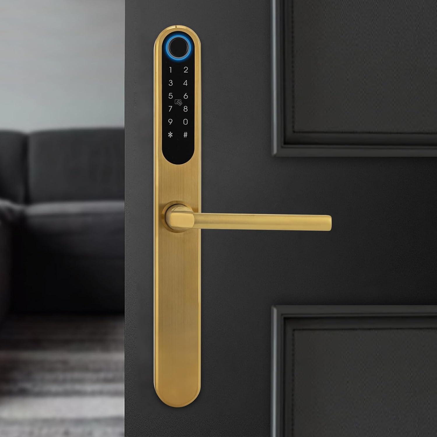 Gold Fingerabdruck-türschloss, Intelligentes Türschloss Mit Griff Digitales Türschloss, Für Häuser Wohnungen Hotels Büros 4 33cm