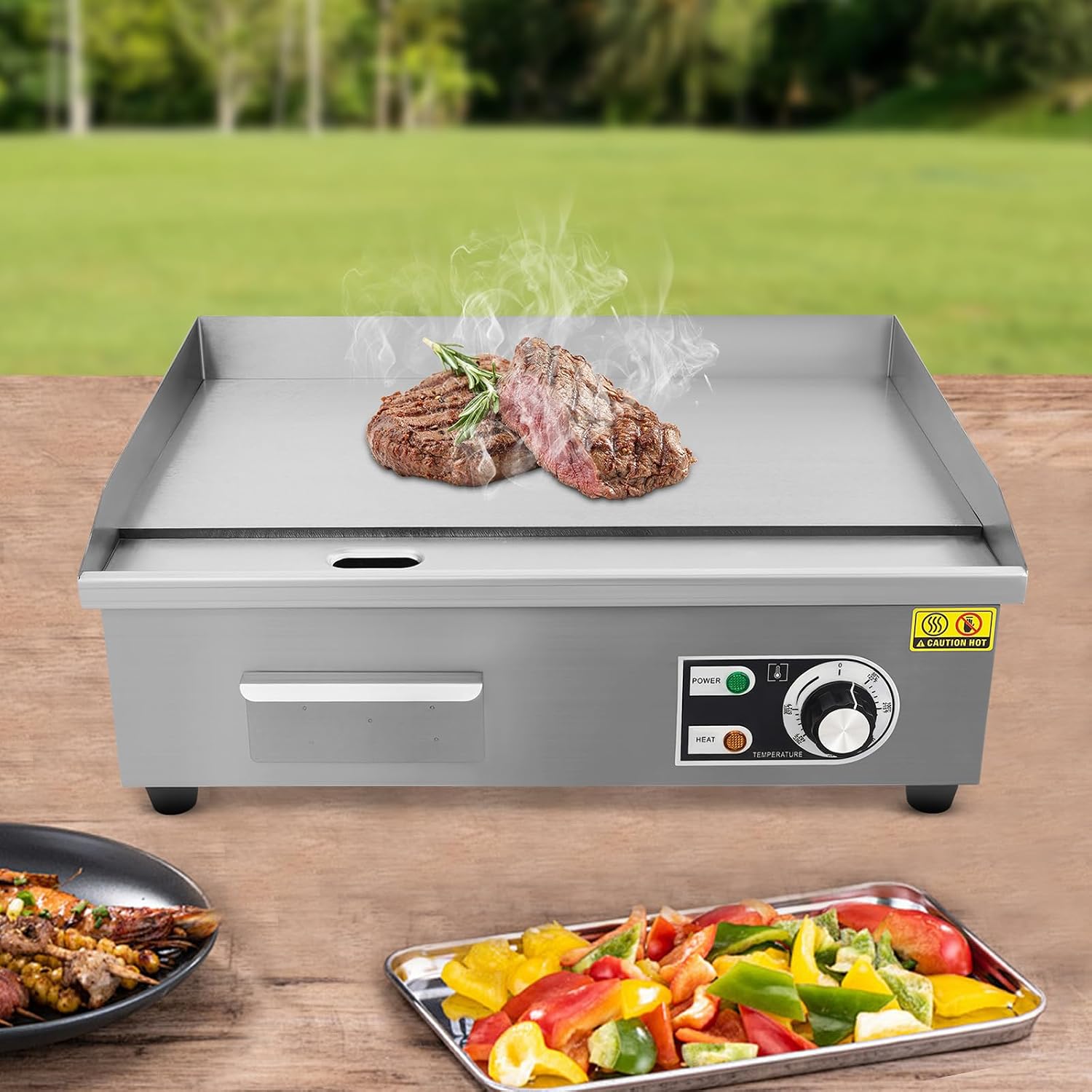 Grillplatte Elektrisch, 3000w Kommerzielle Elektrische Grillplatte - Verdickte Edelstahl-eisenplatte, Grillplatte Einstellbare Temperatur 50–300 °c, Teppanyaki Platte